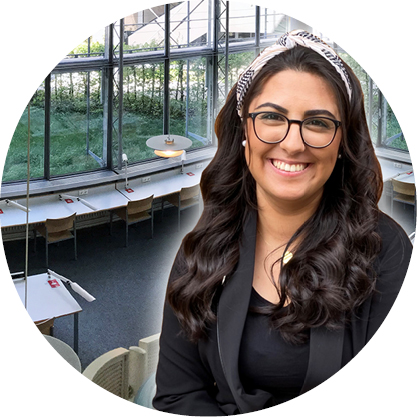 Studentin in der Bibliothek, Fotomontage